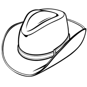איור של כובע בוקרים חמוד בקווים עבים, מושלם לילדים. דף צביעה
