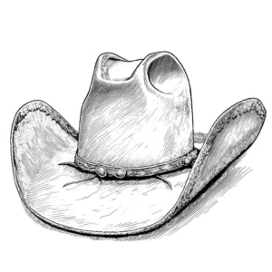 ציור קווי פשוט של כובע בוקרים לצביעה.