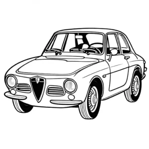 קווי מתאר מפורטים של מכונית אלפא רומיאו בסגנון וקטורי, מושלם לצביעה.