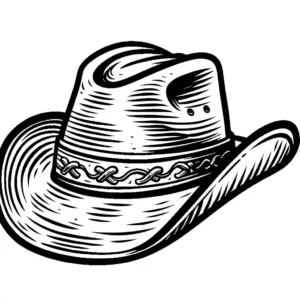 אמנות קו פשוטה של כובע בוקרים המיועדת לצביעה מקוונת