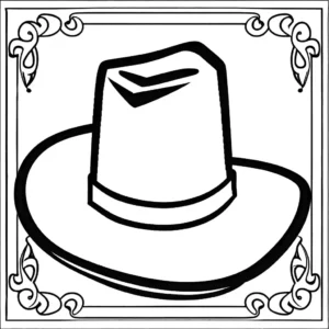 כובע בוקרים בסגנון מצויר עם גבולות שחורים עבים לצביעה.