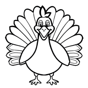 דף צביעה של תרנגול הודו מחייך