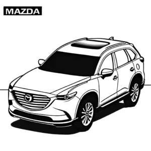 דף צביעה של מאזדה CX-9, מתאים לצביעה מקוונת עם קווי אובייקטים סגורים.