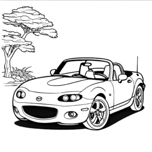 דף צביעה של מאזדה MX-5 מיאטה פתוחה, מושלם לצביעה