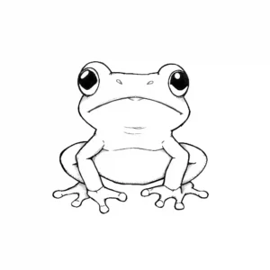 דף צביעה עם צפרדע עם נגיעות כחולות, מיועד לילדים לצביעה.