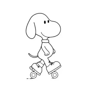 דף צביעה של סנופי על גלגיליות