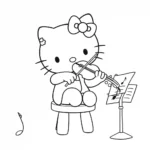 דף צביעה של שלום קיטי מנגנת בכינור על שרפרף.