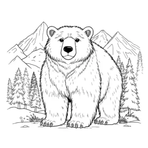 רישום קווי של דוב ענק בסביבה טבעית לצביעה.